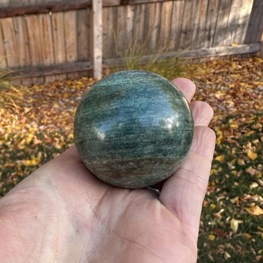 Nephrite Jade Crystal Sphere Green Chakra Stone Includes Short Black Metal Stand - Picture 4 of 14